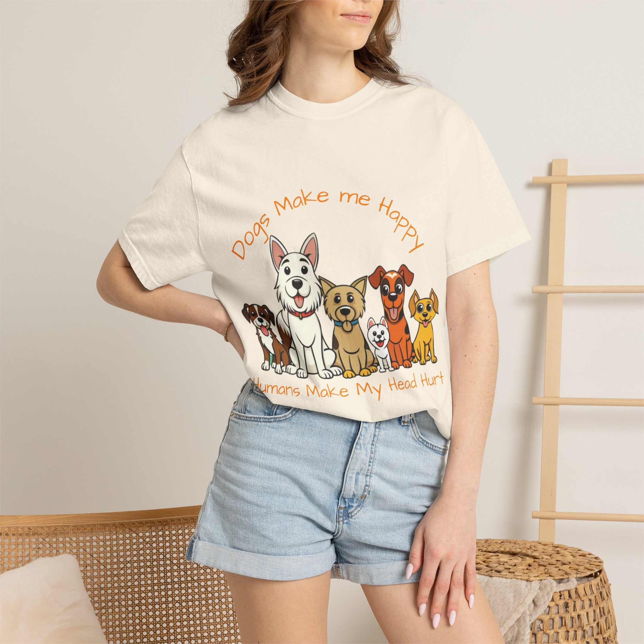 Dog Lover Tee — "Dogs Make Me Happy, Humans Make My Head Hurt" Graphic Adult T-Shirt