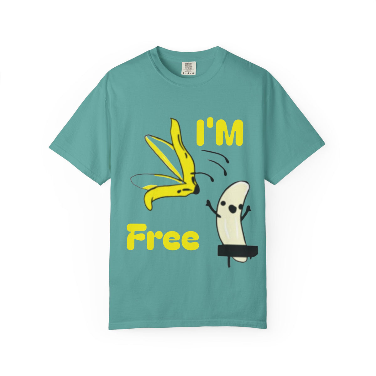 Banana Skateboard Adult T-Shirt — "I’m Free" Cute Skateboarding Banana Graphic Tee