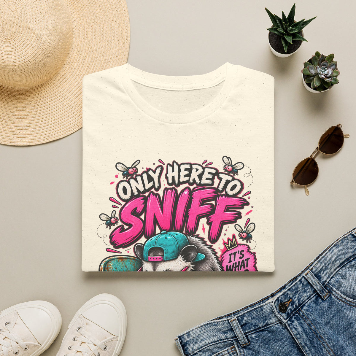 Adult T-Shirt — "Only Here to Sniff Chairs" Cute Ferret Graphic Tee