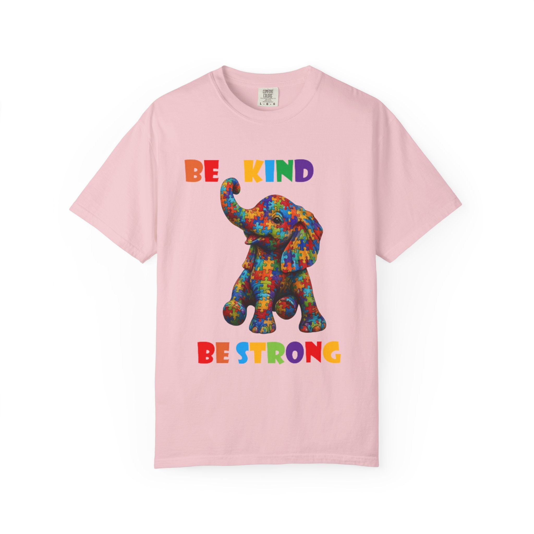 Be Kind Be Strong Elephant T-shirt | Colorful Puzzle Pattern Adult T-Shirt