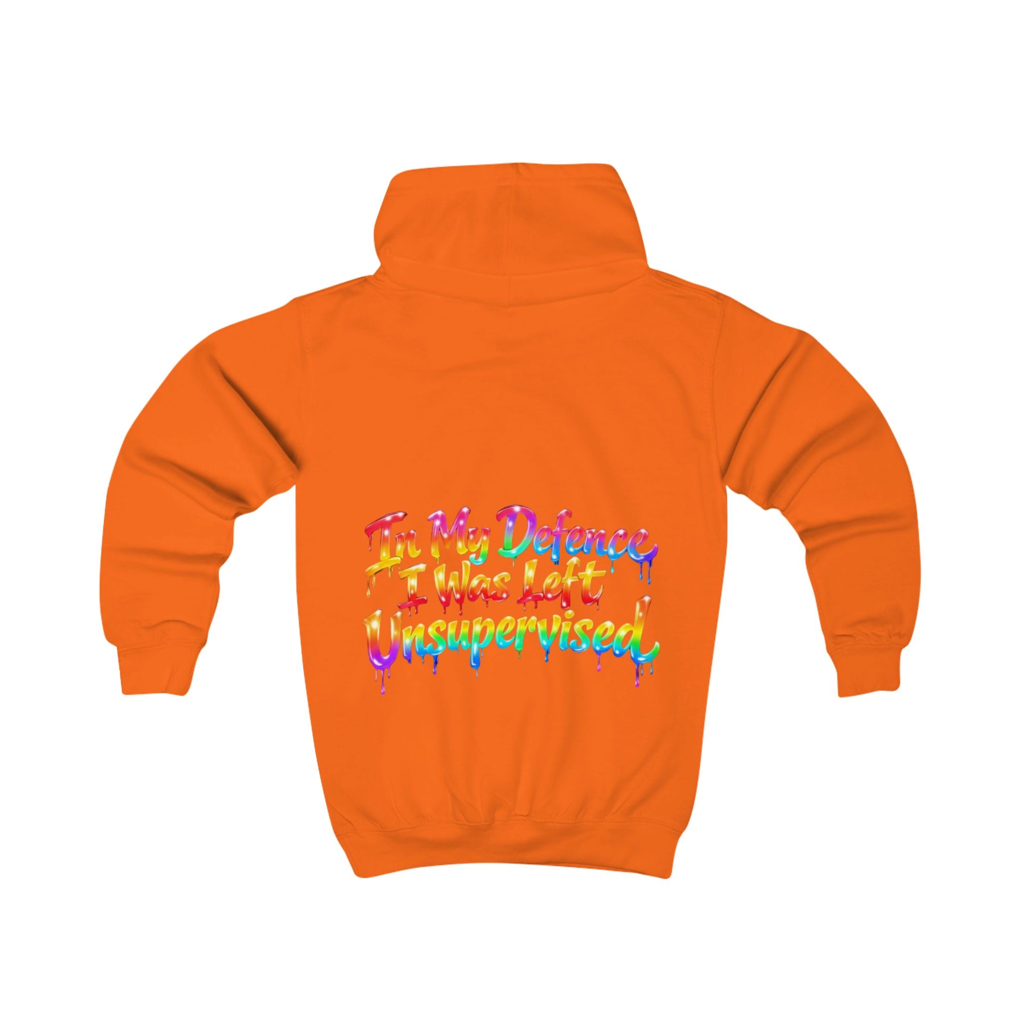 Kids Hoodie - "In My Defense I Was Left Unsupervised" Colorful Drip Graphic