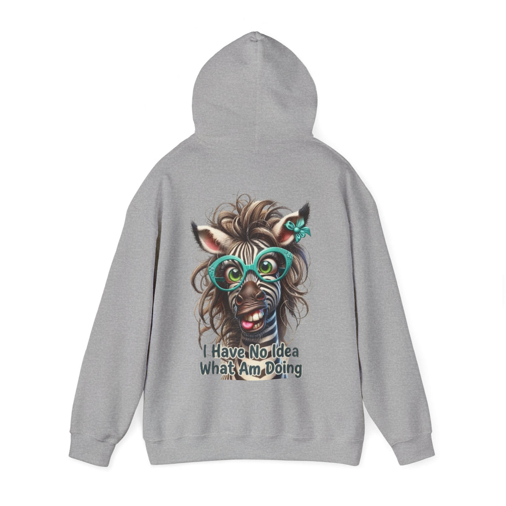 Funny Zebra Adult Hoodie — 'I Have No Idea What I Am Doing' Graphic Pullover