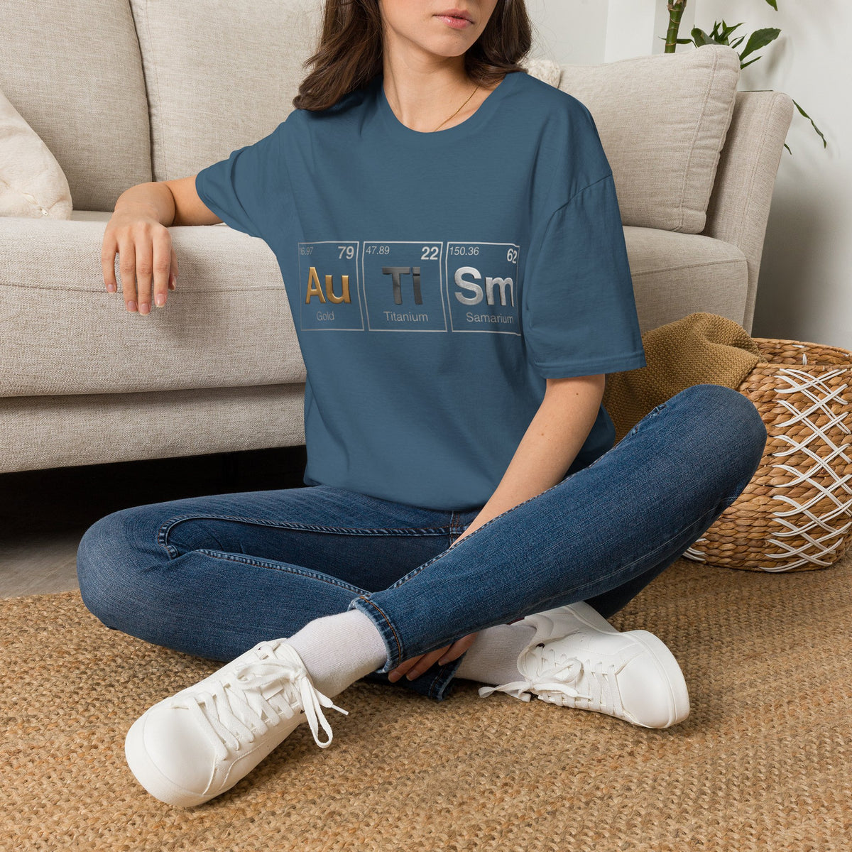 Adult T-Shirt — 'Au Ti Sm' Periodic Table Autism Awareness Tee