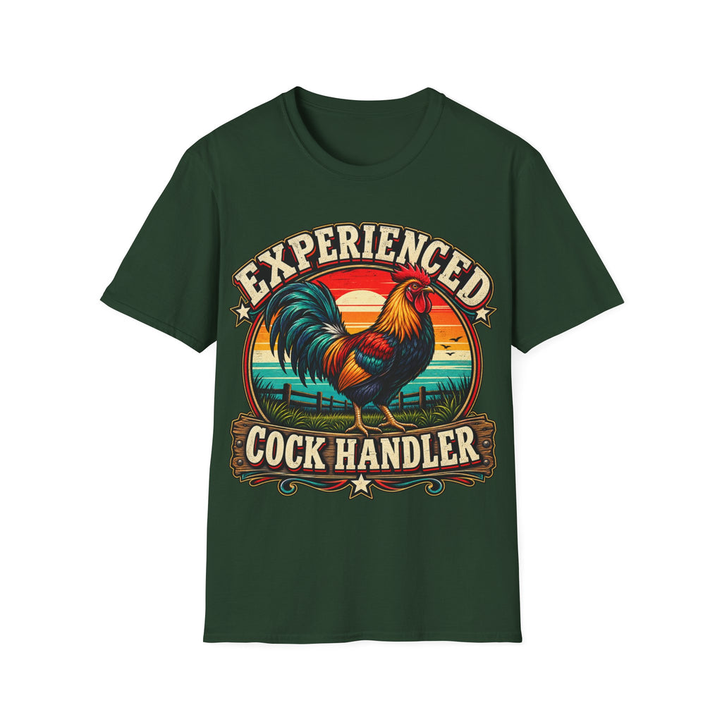 Experienced Cock Handler Adult T-Shirt — Retro Rooster Graphic Tee