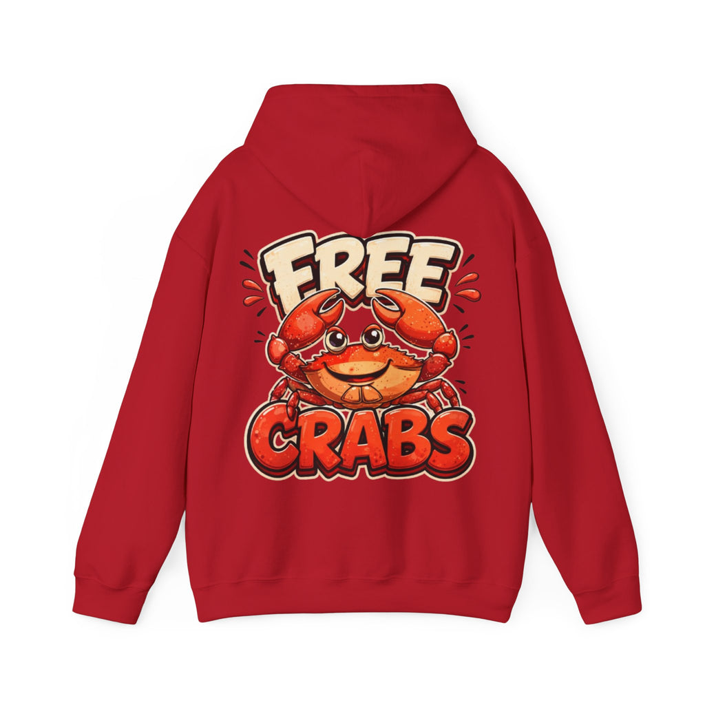 Adult Hoodie — Cute 'Free Crabs' Cartoon Crab Graphic Pullover