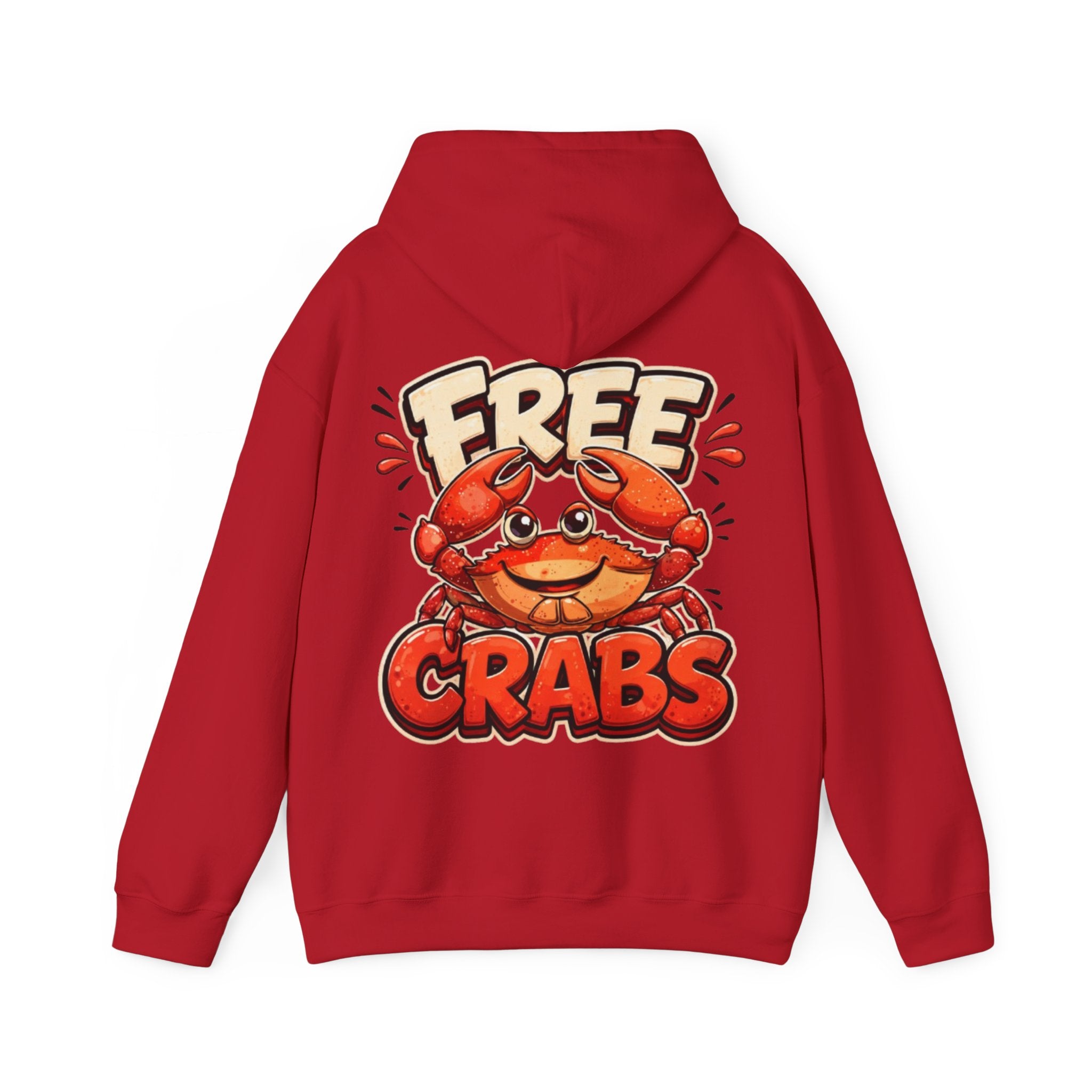 Adult Hoodie — Cute 'Free Crabs' Cartoon Crab Graphic Pullover