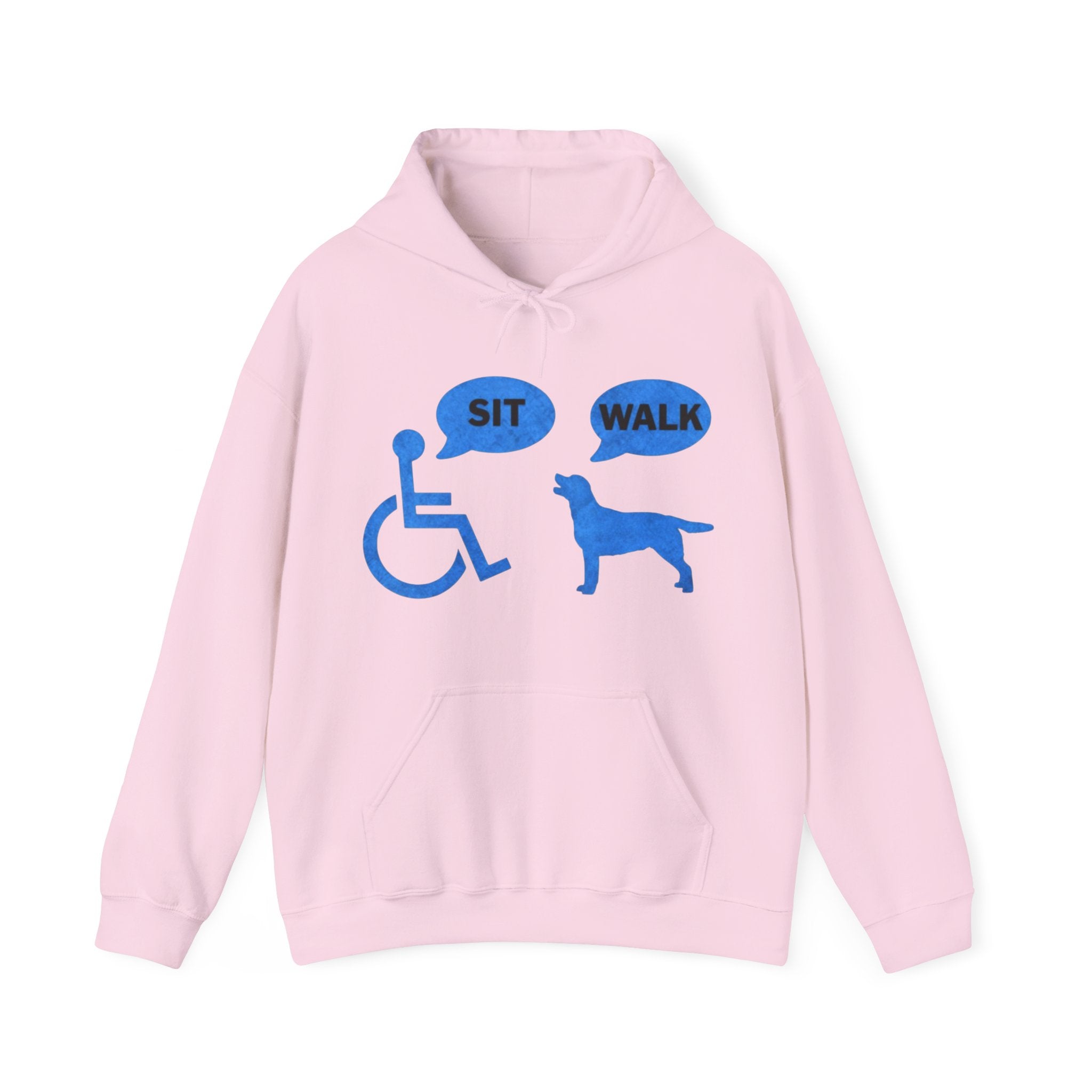 Hoodie - Wheelchair & Dog Speech Bubbles “SIT / WALK” Rescue Pet Support Sweatshirt