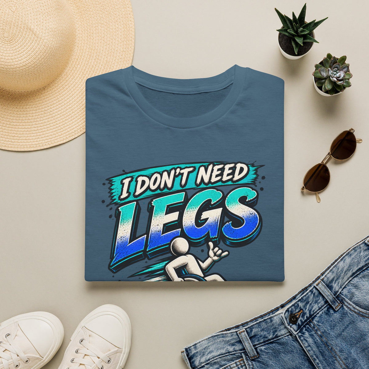 I Don't Need Legs to Kick Your Ass Adult T-Shirt — Funny Wheelchair Disability Pride Tee