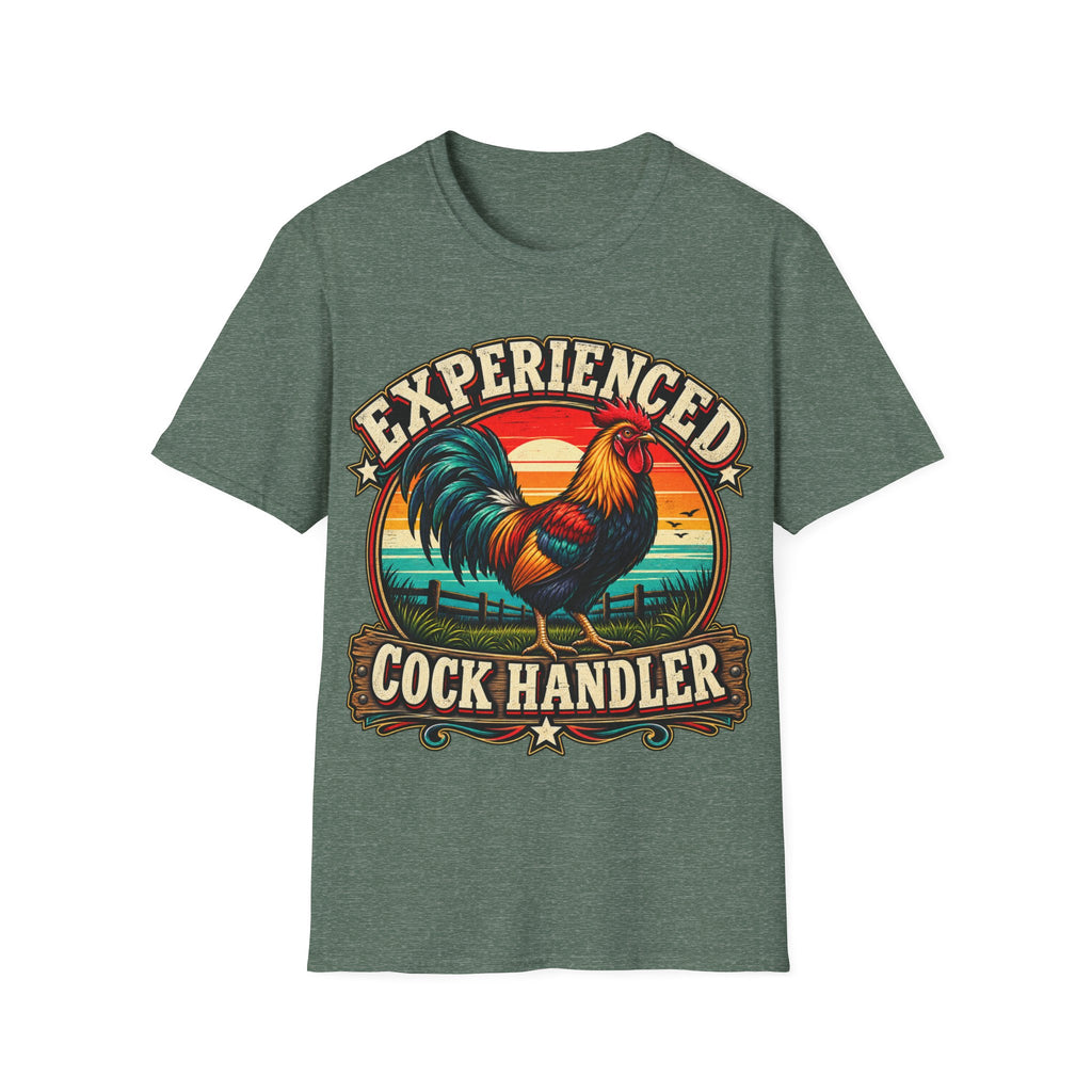 Experienced Cock Handler Adult T-Shirt — Retro Rooster Graphic Tee
