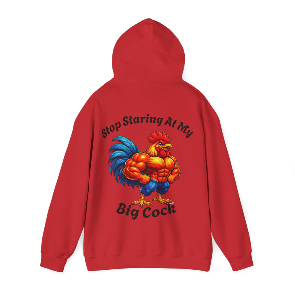 Adult Hoodie - 'Stop Staring At My Big Cock' Funny Rooster Graphic Pullover