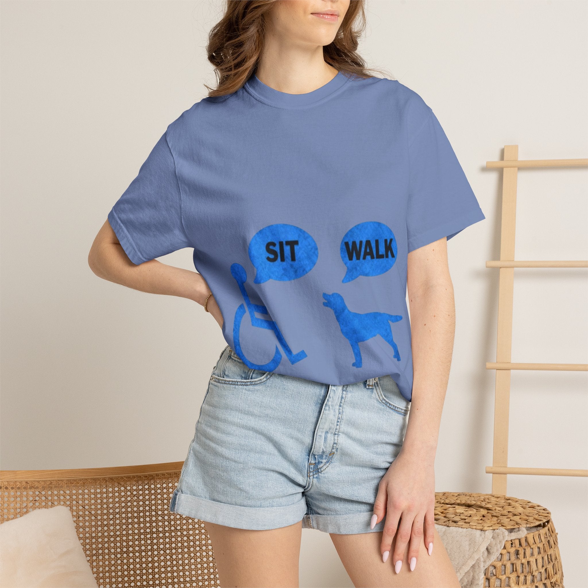 Disabled Veteran & Service Dog T-Shirt — "Sit / Walk" Graphic Tee
