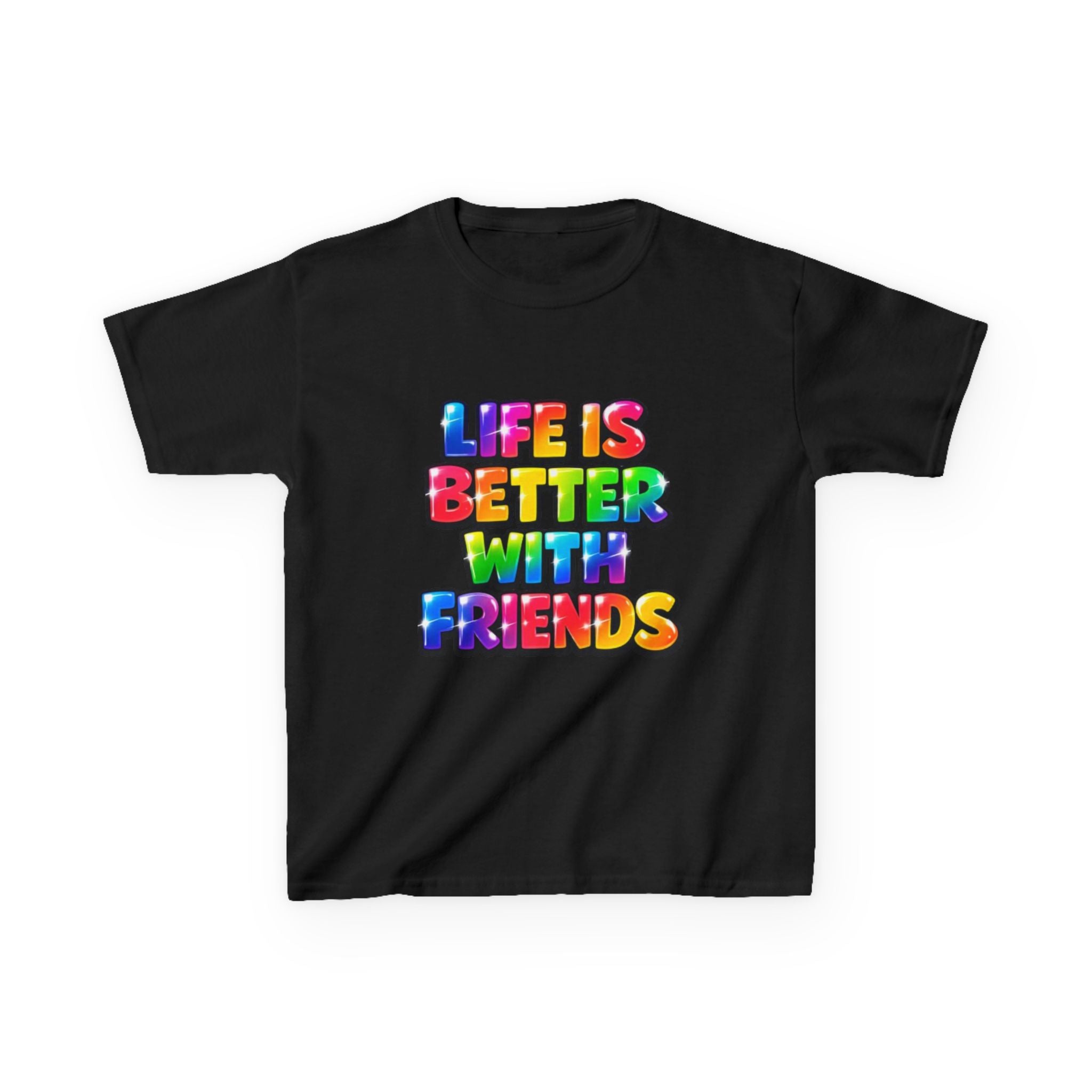 Kids T-Shirt — "Life Is Better With Friends" Rainbow Graphic Tee
