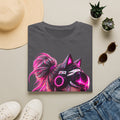 Cat VR Gamer Adult T‑Shirt — Neon Pink Cyberpunk Kitty Gamer Tee