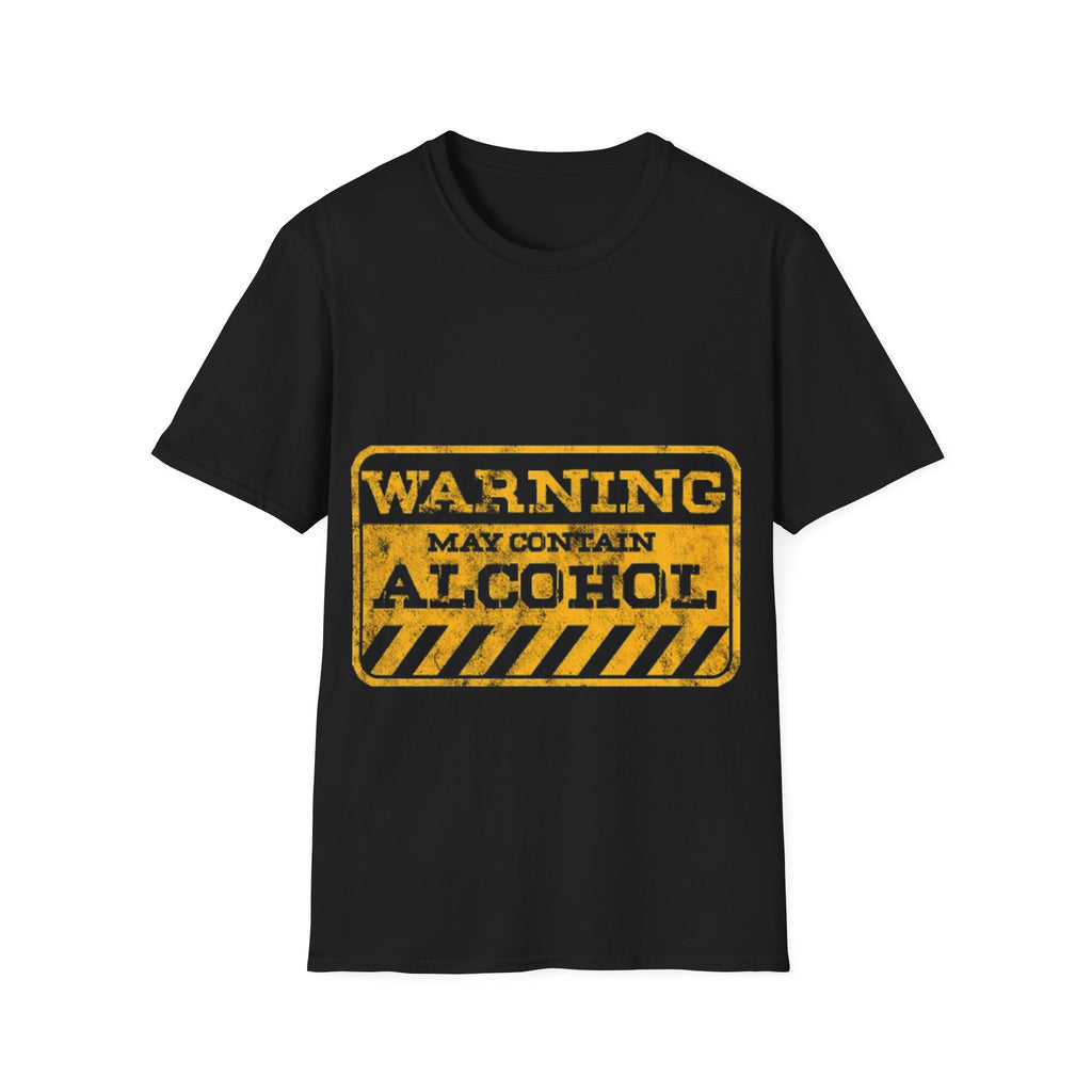 Adult T-Shirt — "WARNING: May Contain Alcohol" Distressed Graphic Tee