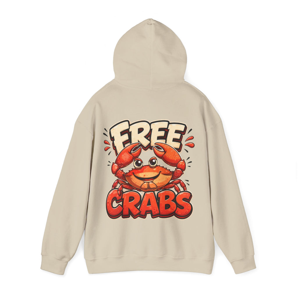 Adult Hoodie — Cute 'Free Crabs' Cartoon Crab Graphic Pullover