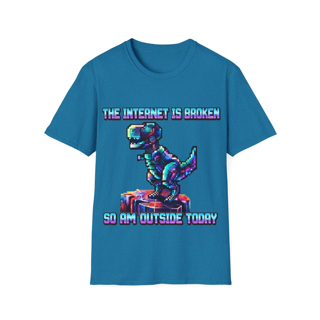 Internet Is Broke Adult  T-Shirt — Retro Pixel Dino "So Am I" Graphic Tee