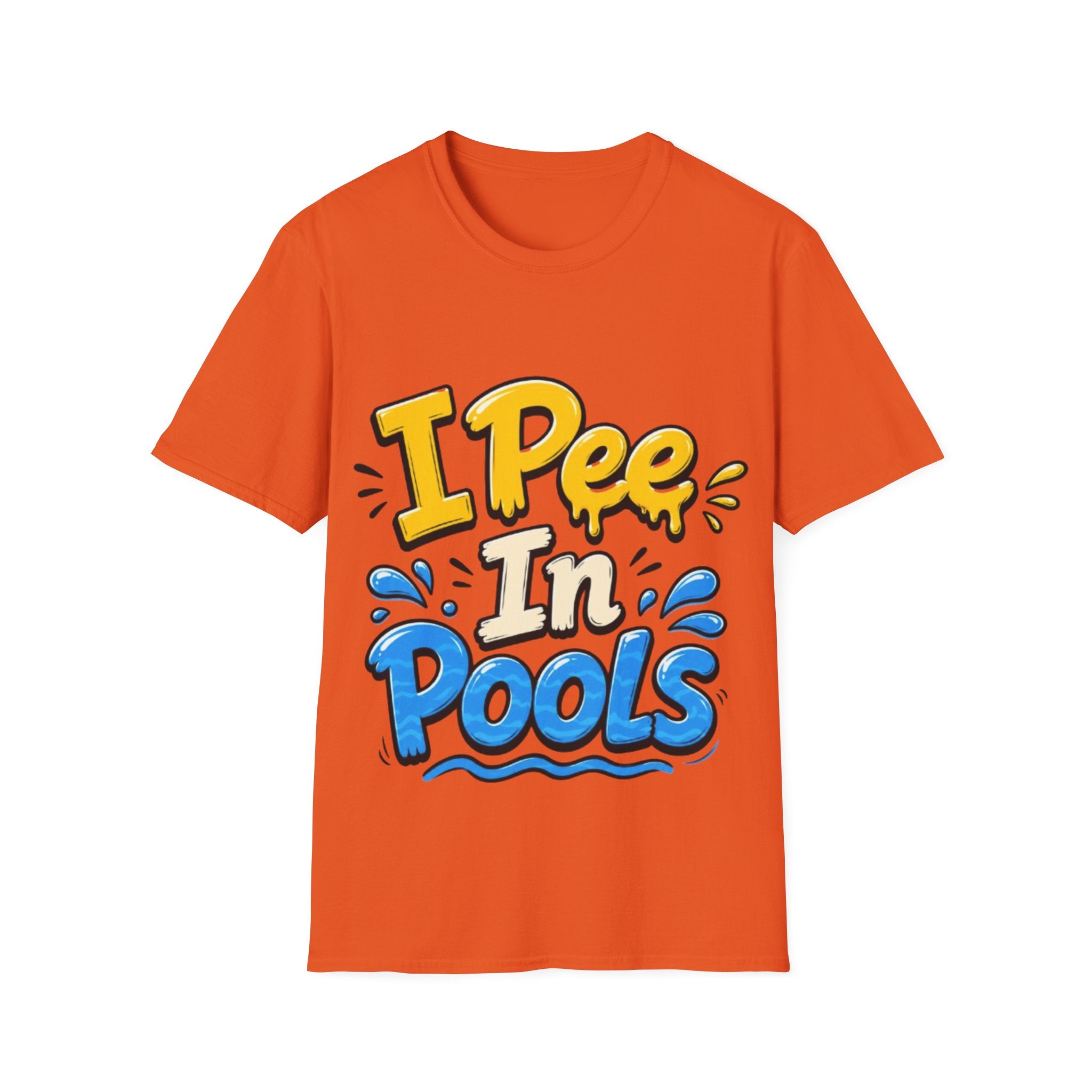 Funny "I Pee in Pools" Adult T-Shirt — Humorous Summer Pool Party Tee