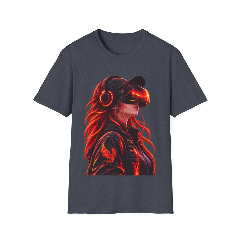 VR Girl Graphic Adult T-Shirt — Neon Cyberpunk Virtual Reality Tee
