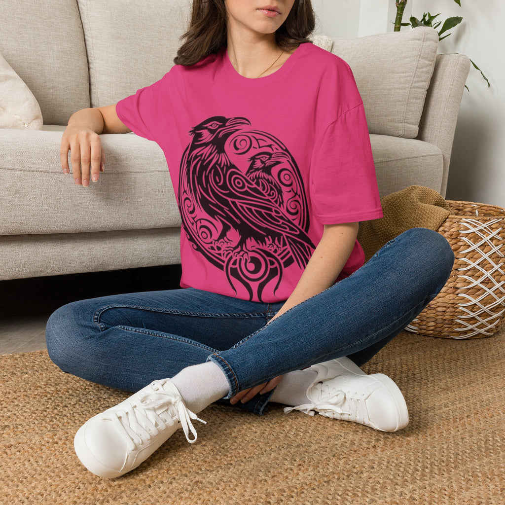 Odens Raven's Tribal Art Adult T-Shirt — Huginn and Muninn