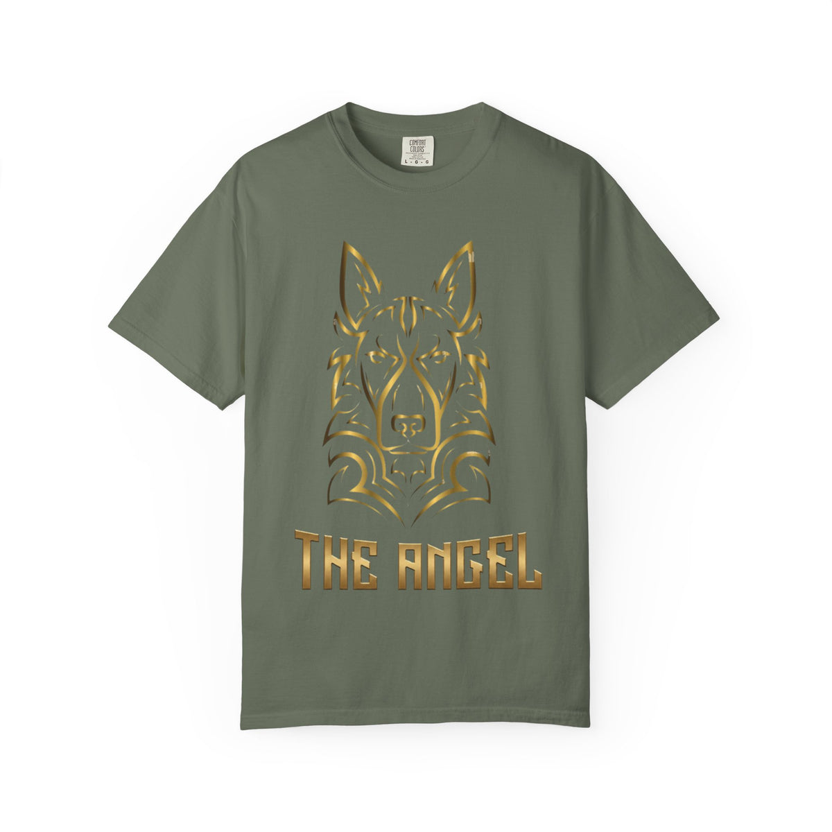The Angel Wolf Adult T-Shirt — Gold Line Art Graphic Tee