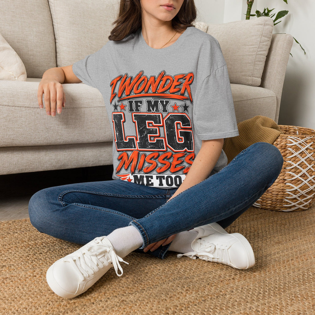 Graphic Adult T-Shirt — "I Wonder If My Leg Misses Me Too" Retro Sports Tee
