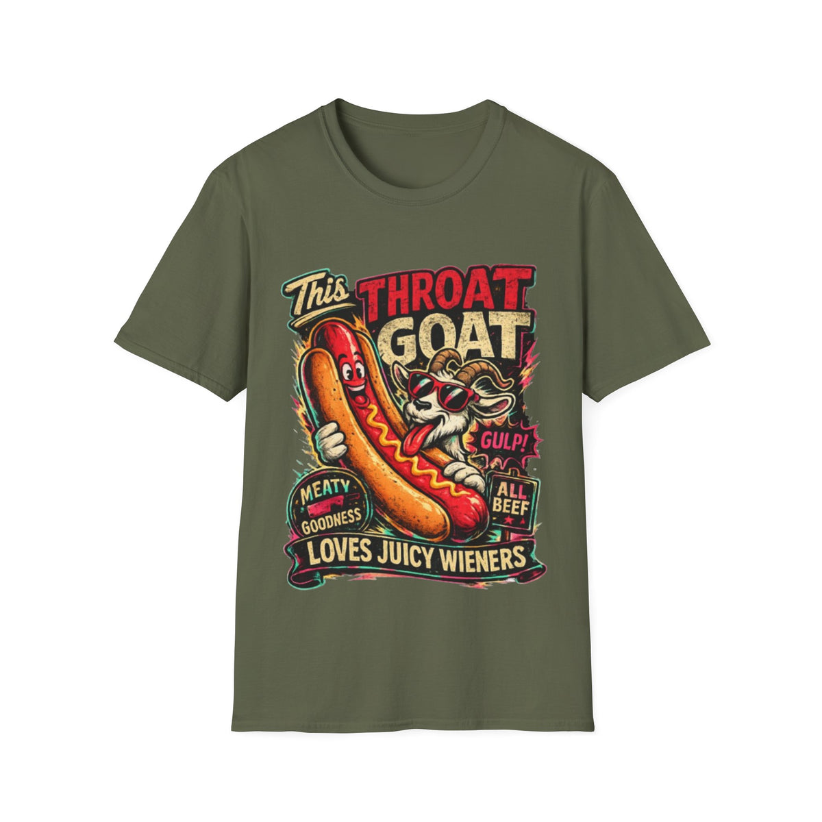 This Throat Goat Adult T-Shirt — Retro Hot Dog Graphic Tee