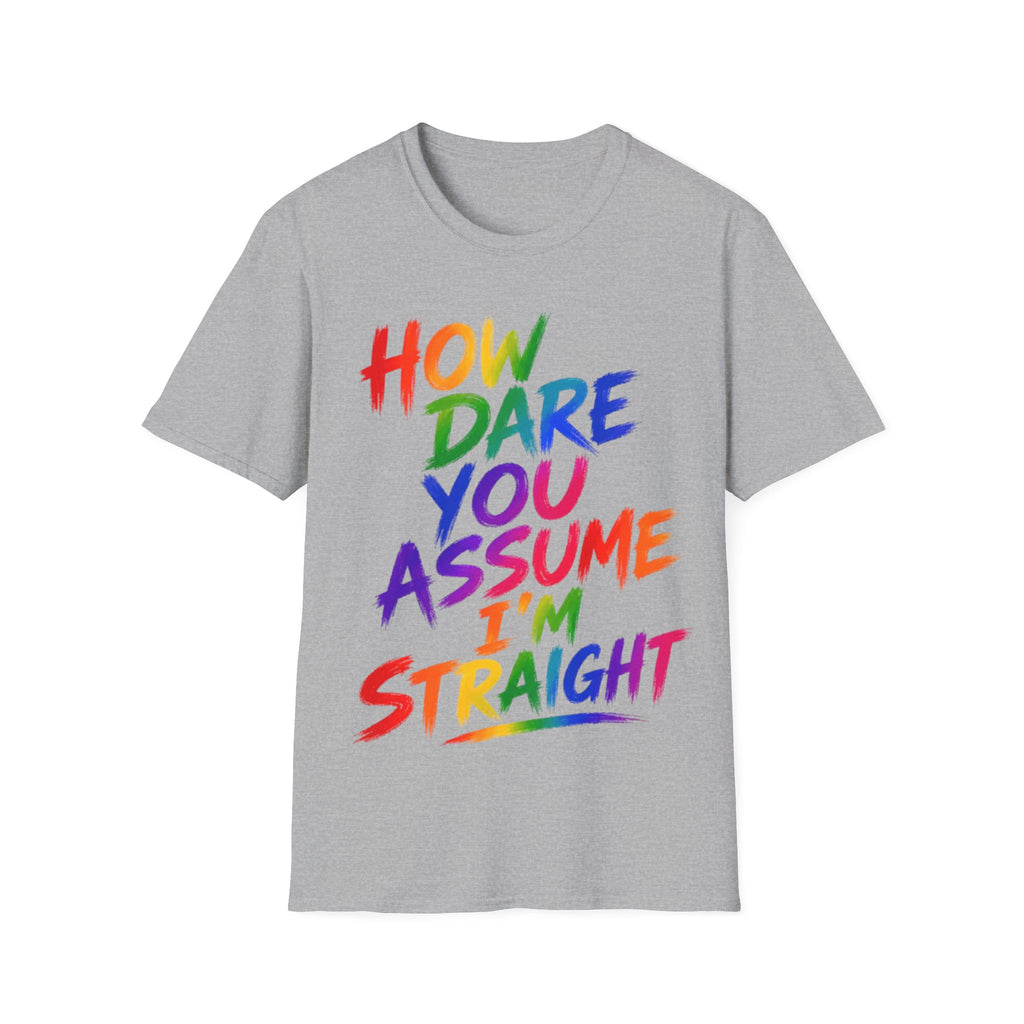 How Dare You Assume I’m Straight Adult T-Shirt — Rainbow Pride Graphic Tee