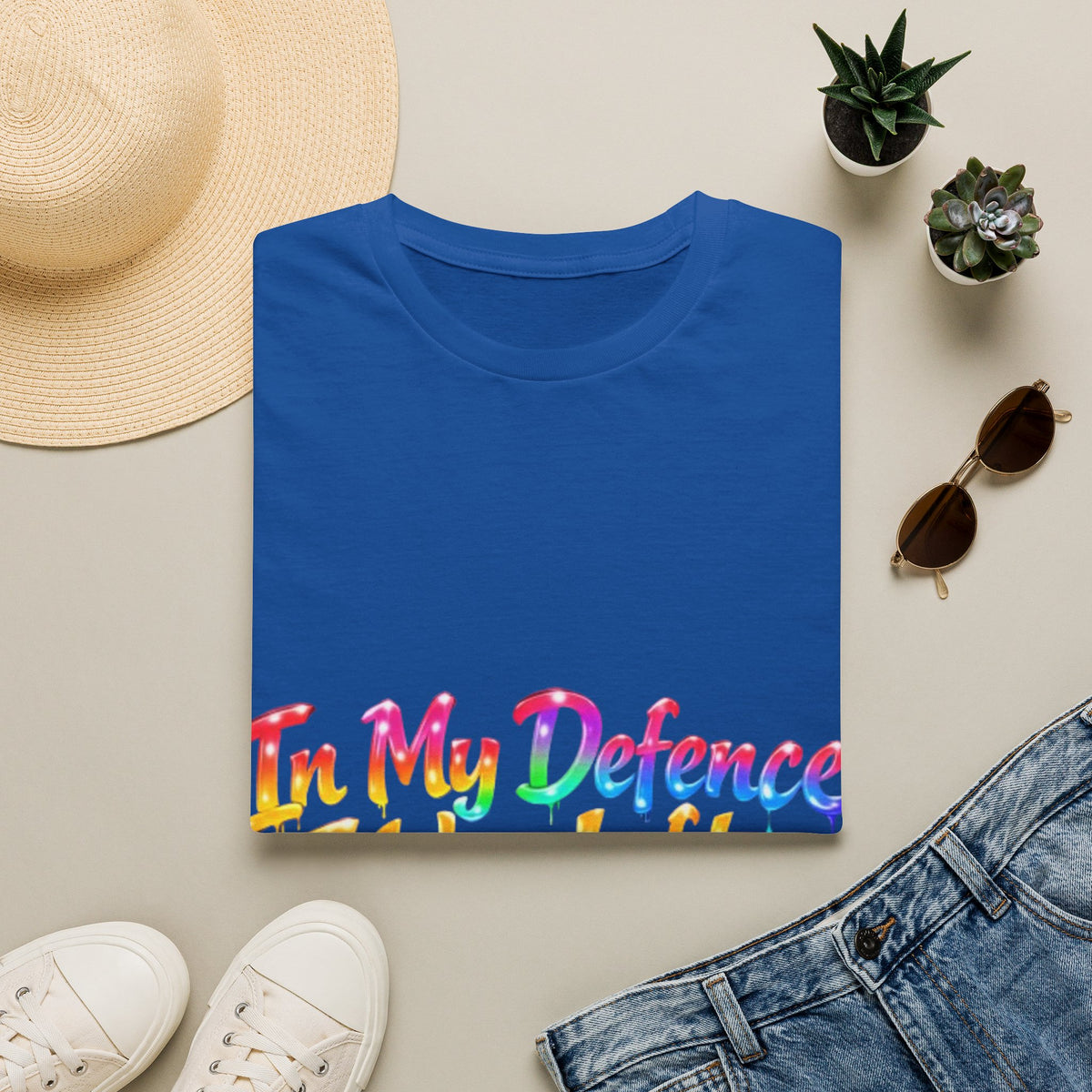 In My Defense I Was Left Unsupervised Adult T-Shirt – Funny Rainbow Casual Tee for Women & Men