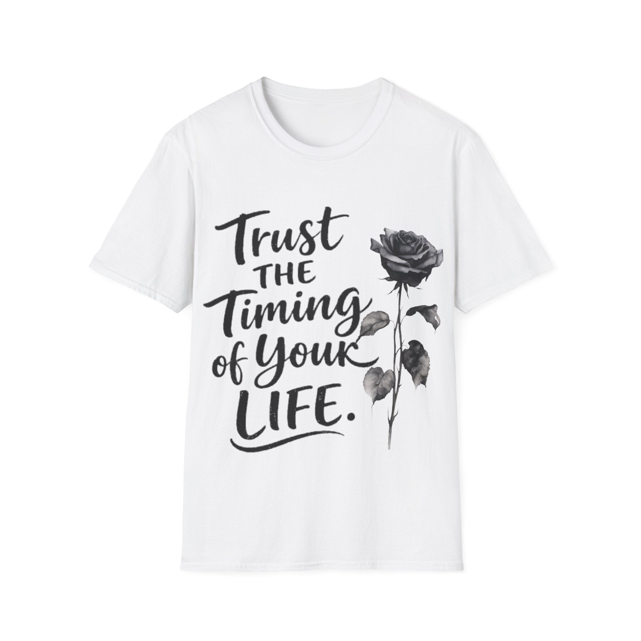 Trust the Timing of Your Life Adult T-Shirt – Inspirational Floral Tee