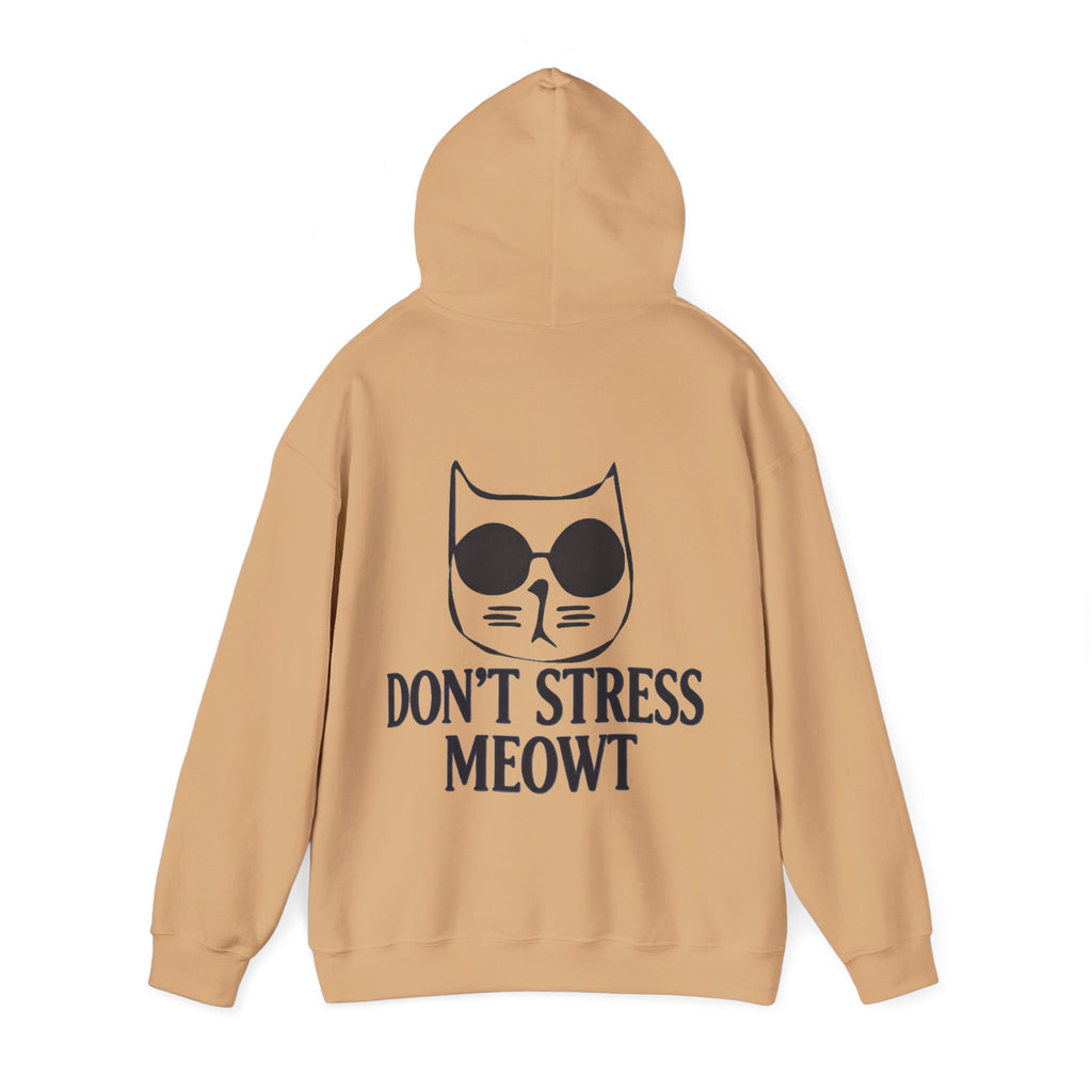 Don't Stress Meowt Adult Hoodie — Relaxed Cat Graphic Sweatshirt