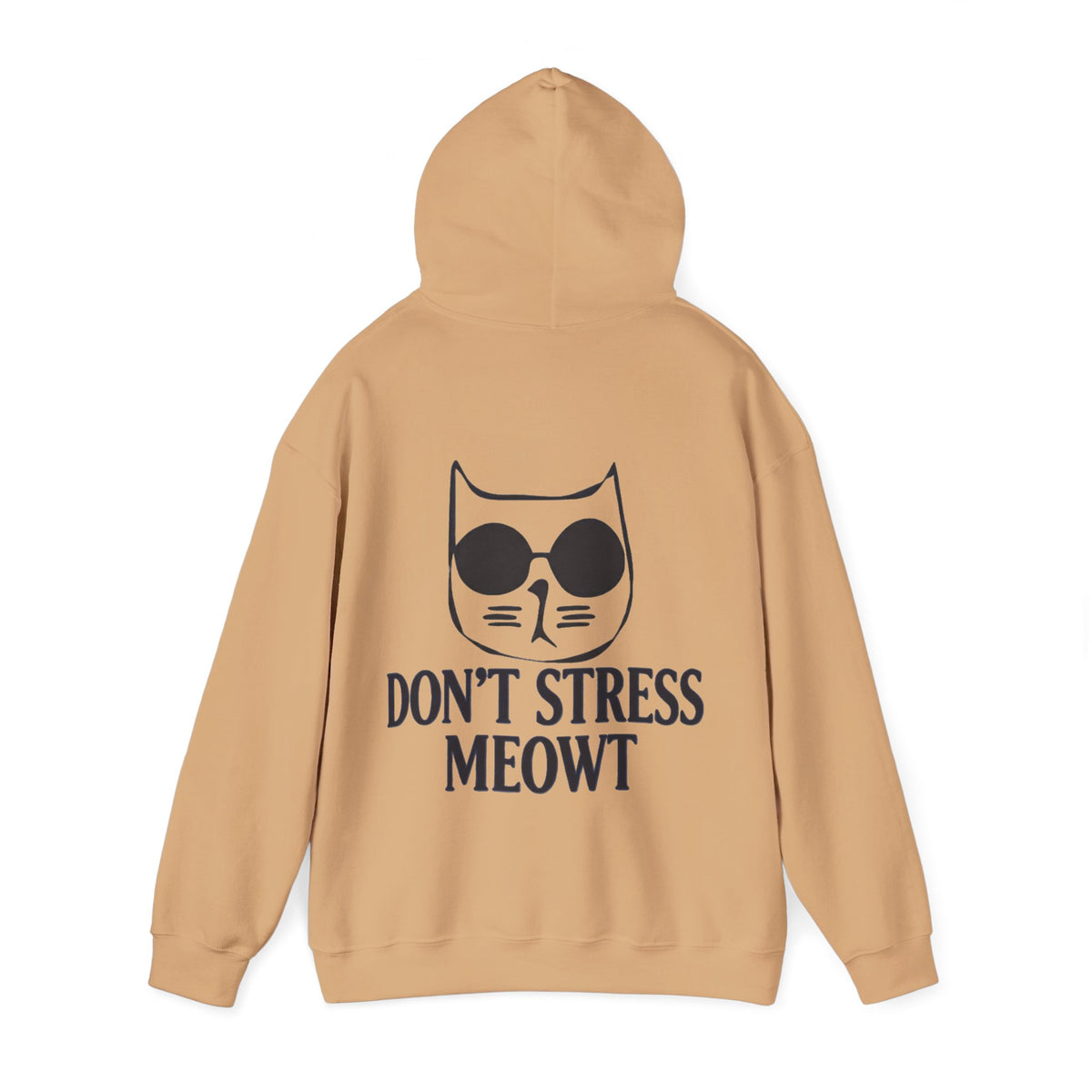 Don't Stress Meowt Adult Hoodie — Relaxed Cat Graphic Sweatshirt