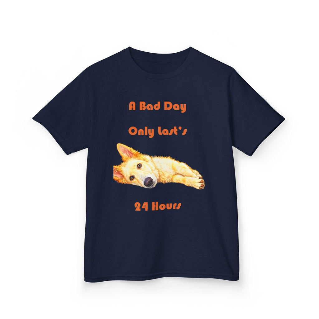 A Bad Day Only Lasts 24 Hours Kids Tee | Cute Corgi Illustration