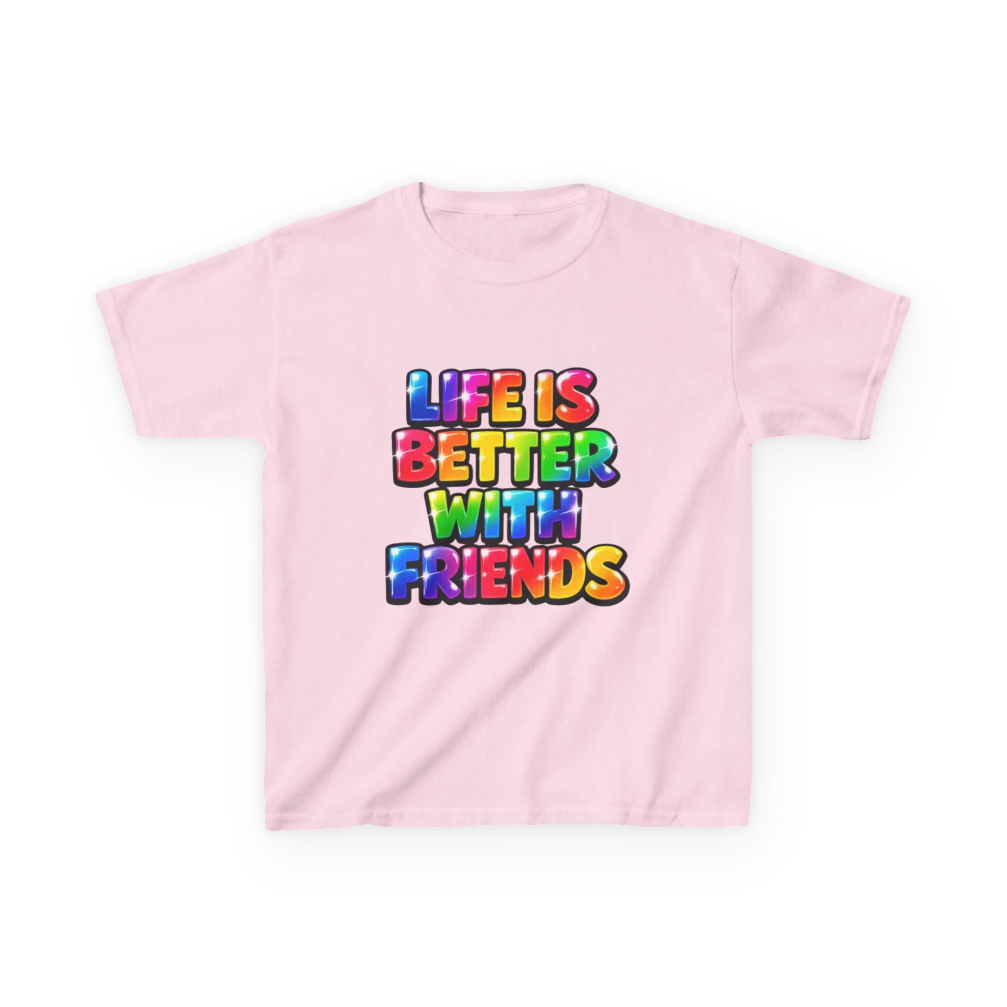 Kids T-Shirt — "Life Is Better With Friends" Rainbow Graphic Tee