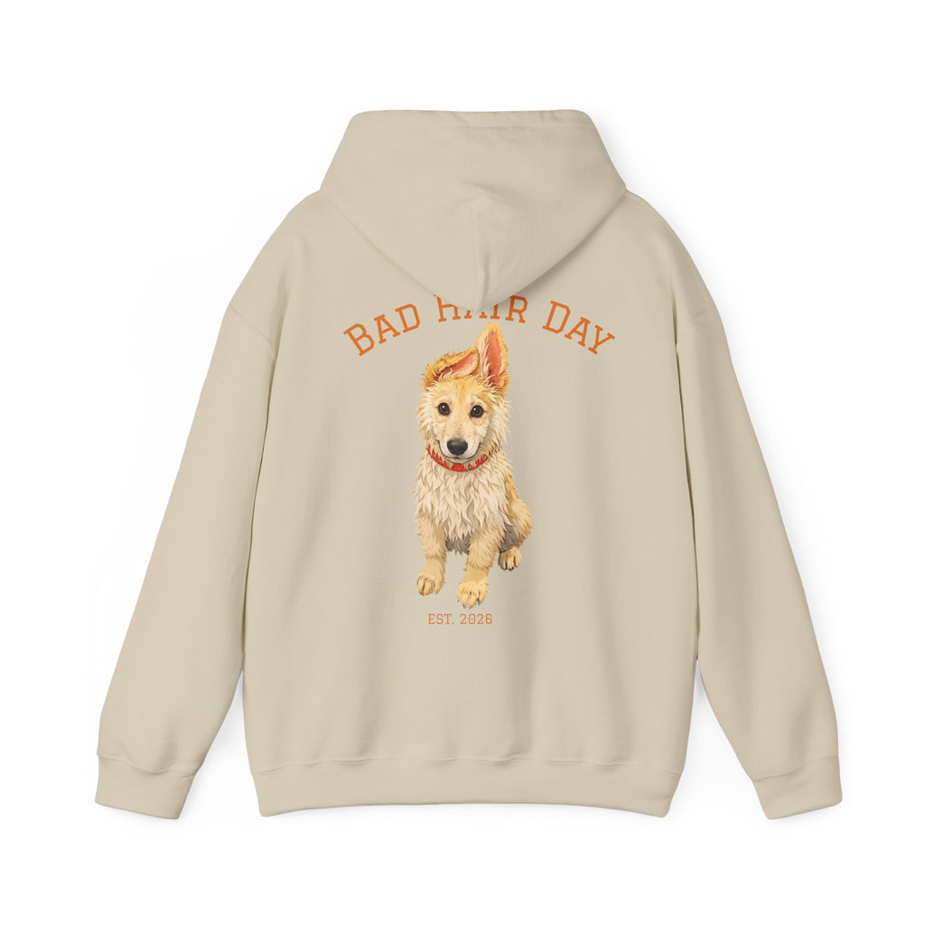 Bad Hair Day Puppy Adult Hoodie | Cute Dog Illustration Sweatshirt