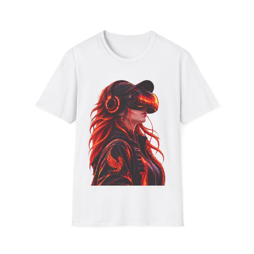 VR Girl Graphic Adult T-Shirt — Neon Cyberpunk Virtual Reality Tee