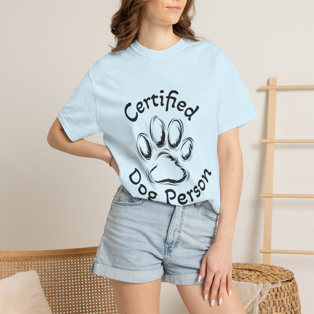 Certified Dog Person Adult T-Shirt — Paw Print Graphic Tee for Dog Lovers