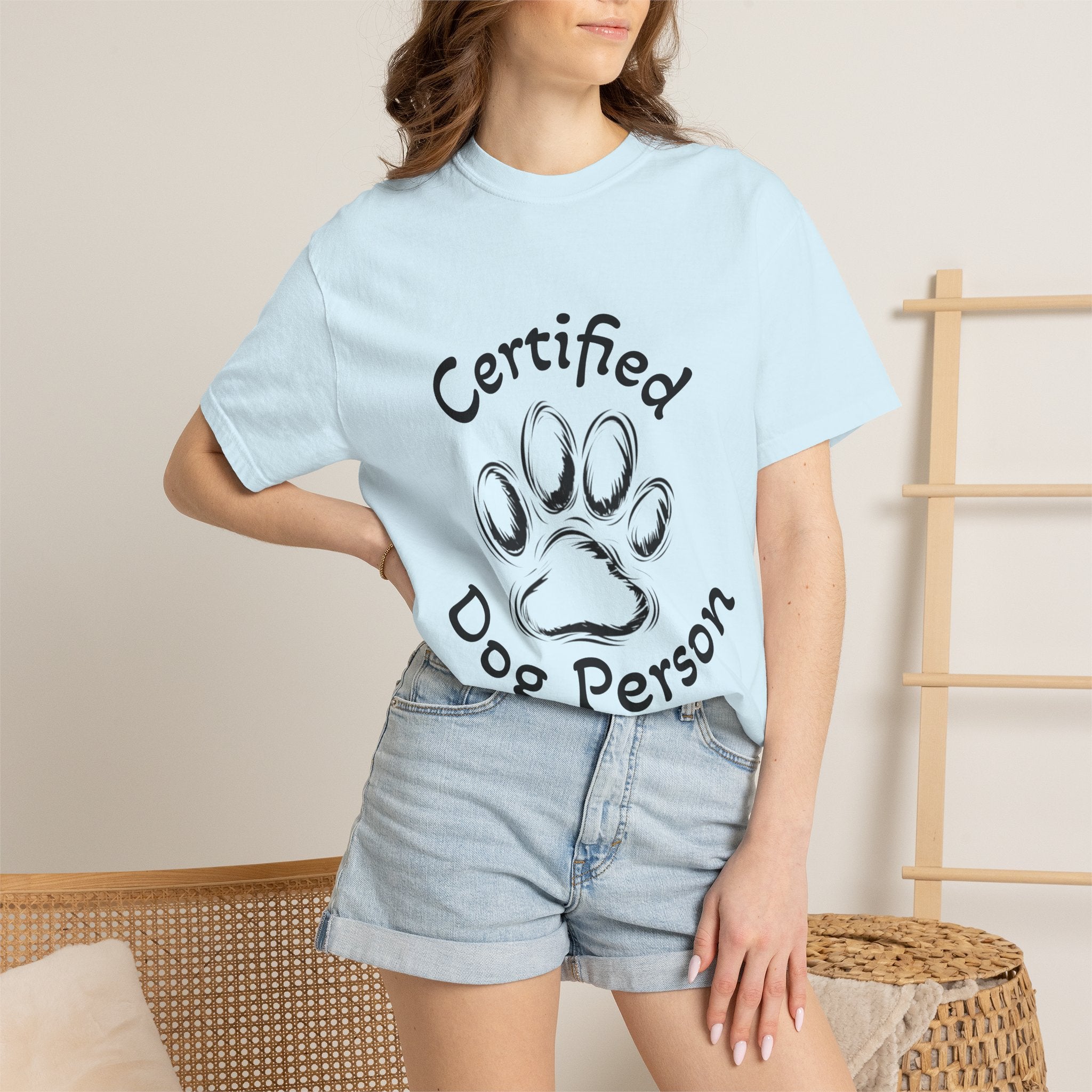 Certified Dog Person Adult T-Shirt — Paw Print Graphic Tee for Dog Lovers