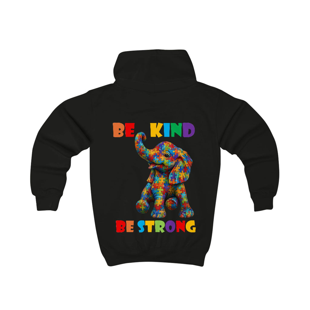 Colorful Patchwork Elephant Be Kind Be Strong Kids Hoodie | Motivational Animal Design