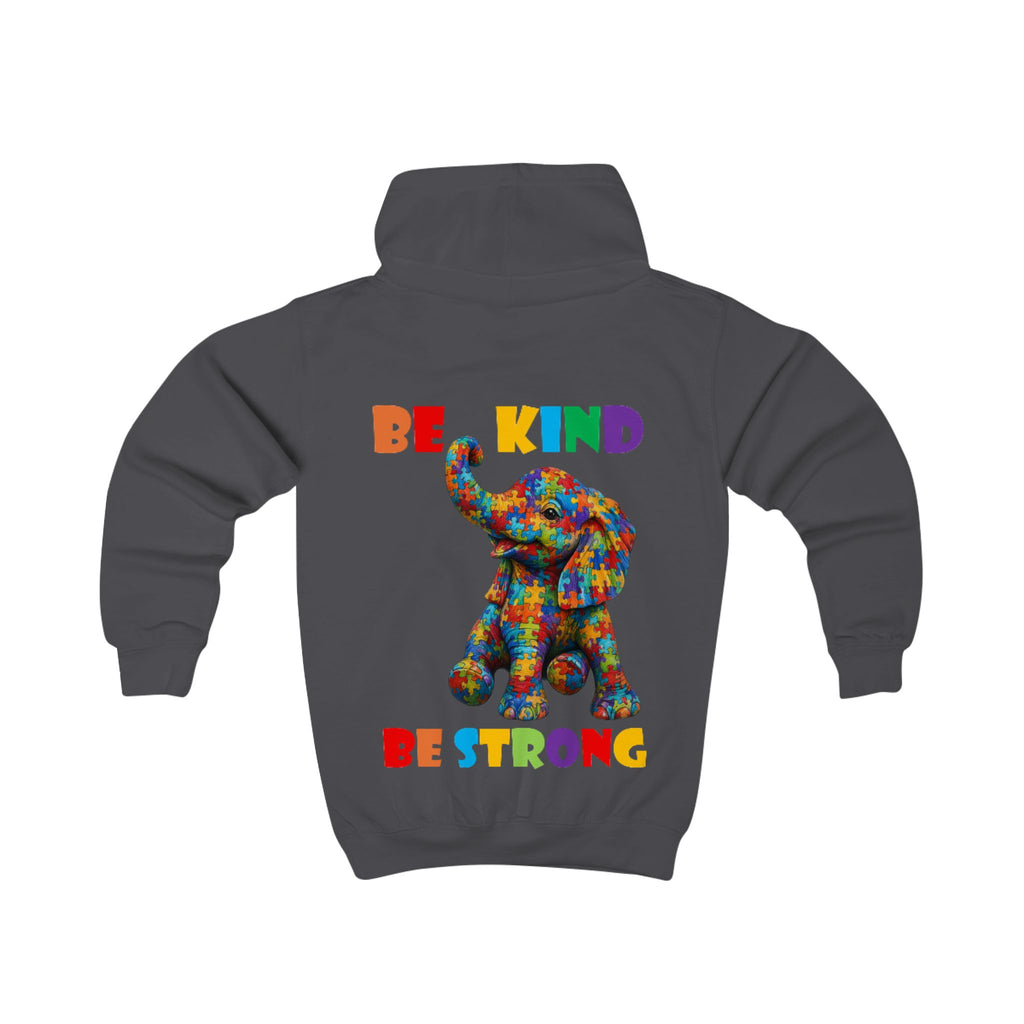 Colorful Patchwork Elephant Be Kind Be Strong Kids Hoodie | Motivational Animal Design