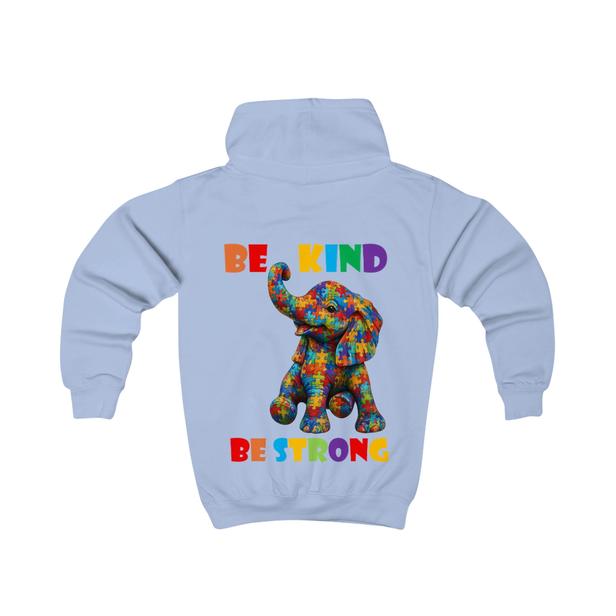 Colorful Patchwork Elephant Be Kind Be Strong Kids Hoodie | Motivational Animal Design