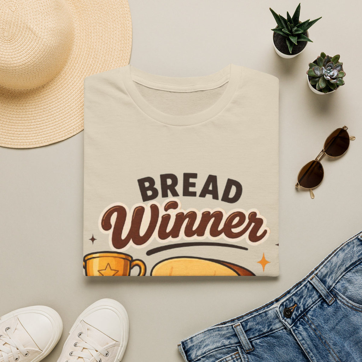 Bread Winner Adult T‑Shirt — Funny Toast Cartoon Tee for Bakers & Breakfast Lovers