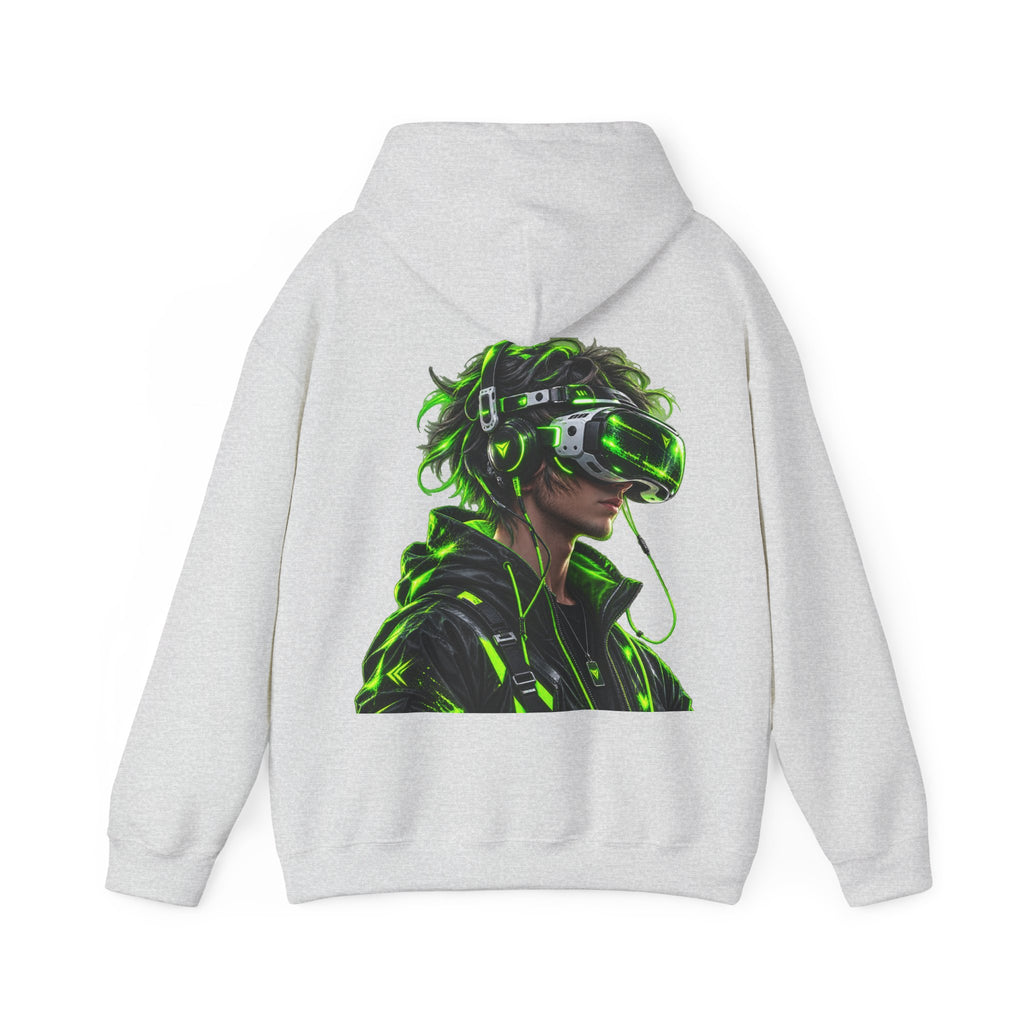 VR Gamer  Adult Hoodie — Neon Cyberpunk Virtual Reality Gamer Graphic Sweatshirt