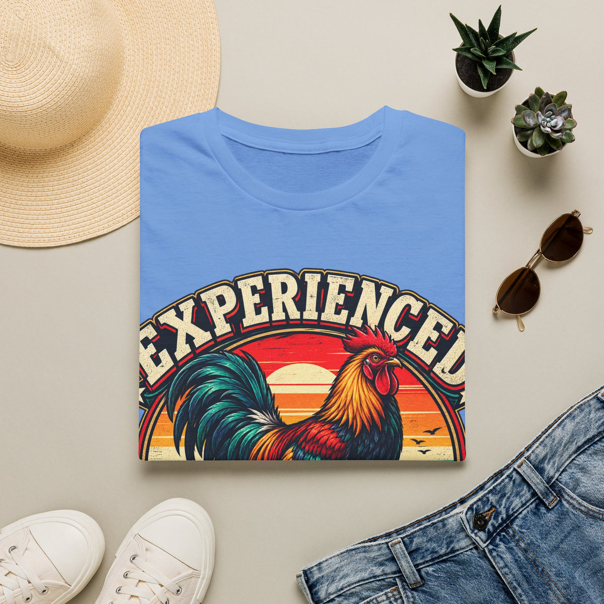 Experienced Cock Handler Adult T-Shirt — Retro Rooster Graphic Tee