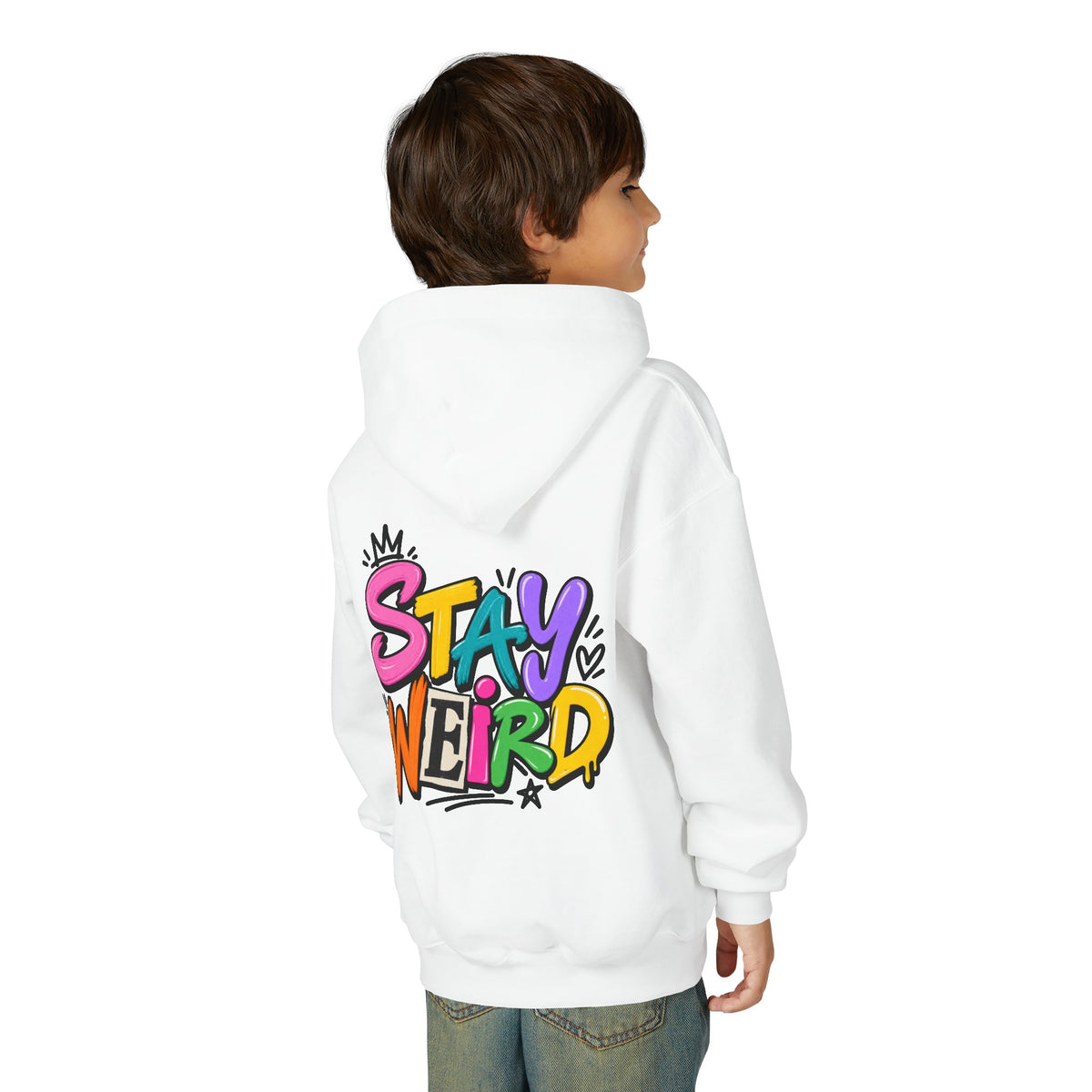 Kids Hoodie - "Stay Weird" Colorful Graffiti Graphic